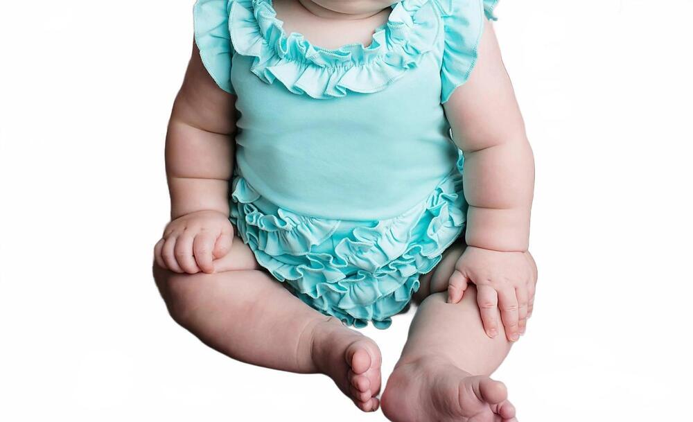 NEW LEMON LOVES LAYETTE baby girls and toddlers rula romper in blue tint